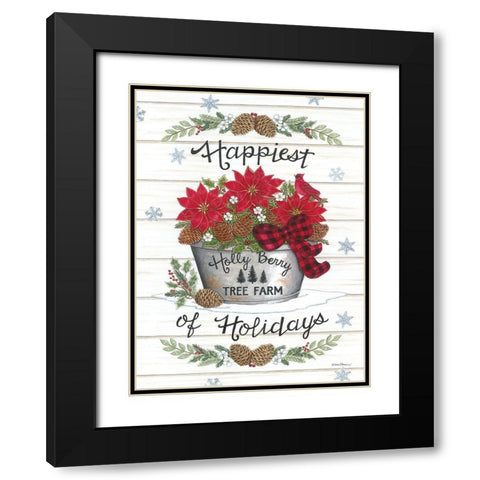 Happiest of Holidays Black Modern Wood Framed Art Print with Double Matting by Strain, Deb
