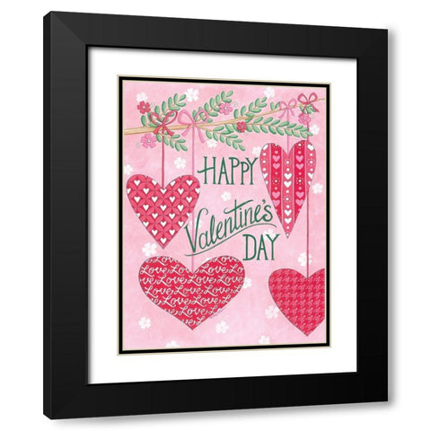 Hanging Hearts Black Modern Wood Framed Art Print with Double Matting by Strain, Deb