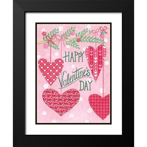Hanging Hearts Black Modern Wood Framed Art Print with Double Matting by Strain, Deb