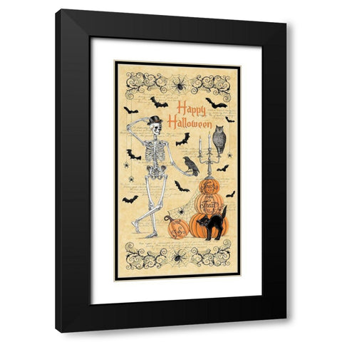 Happy Halloween Black Modern Wood Framed Art Print with Double Matting by Strain, Deb