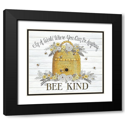 Bee Kind Bee Hive Black Modern Wood Framed Art Print with Double Matting by Strain, Deb