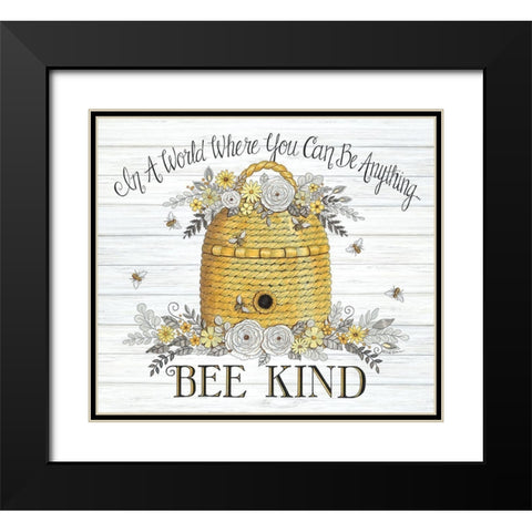 Bee Kind Bee Hive Black Modern Wood Framed Art Print with Double Matting by Strain, Deb