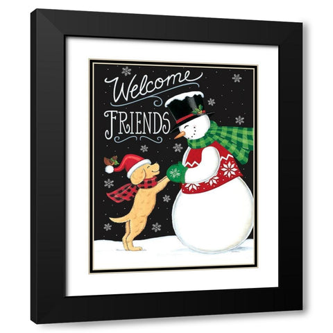 Snow Friends Black Modern Wood Framed Art Print with Double Matting by Strain, Deb