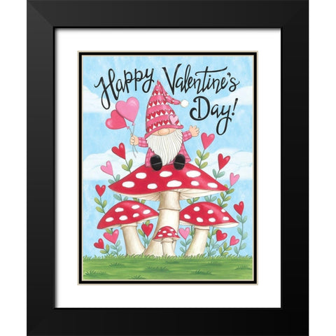 Valentine Gnome Black Modern Wood Framed Art Print with Double Matting by Strain, Deb