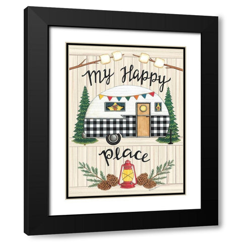 Camper My Happy Place Black Modern Wood Framed Art Print with Double Matting by Strain, Deb