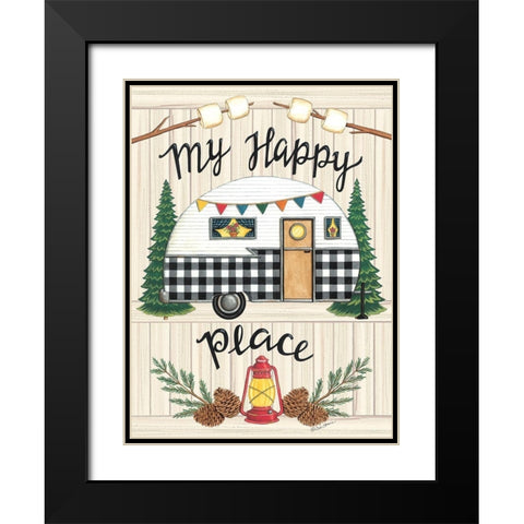 Camper My Happy Place Black Modern Wood Framed Art Print with Double Matting by Strain, Deb