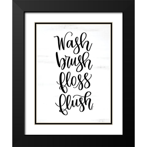 Wash, Brush, Floss, Flush Black Modern Wood Framed Art Print with Double Matting by Imperfect Dust