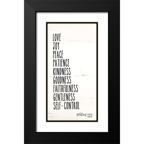 Love Joy Peace Black Modern Wood Framed Art Print with Double Matting by Imperfect Dust