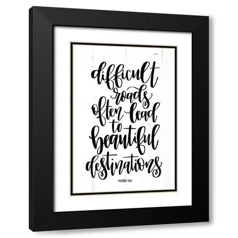 Difficult Roads Black Modern Wood Framed Art Print with Double Matting by Imperfect Dust