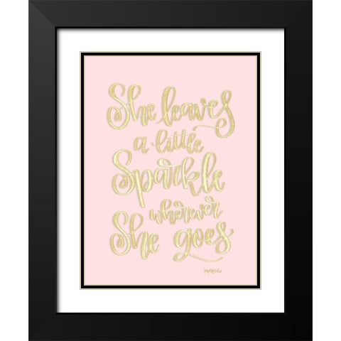 She Leaves a Little Sparkle I Black Modern Wood Framed Art Print with Double Matting by Imperfect Dust