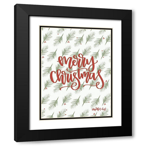 Merry Christmas   Black Modern Wood Framed Art Print with Double Matting by Imperfect Dust