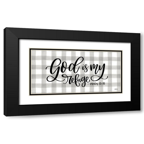 God is My Refuge Black Modern Wood Framed Art Print with Double Matting by Imperfect Dust