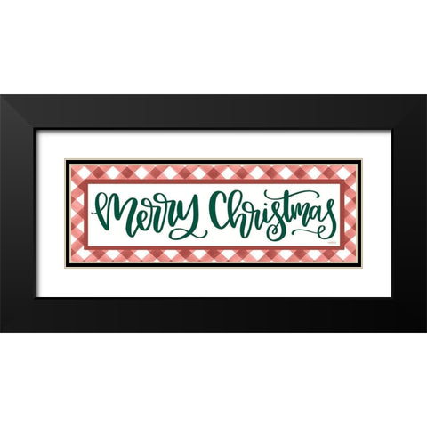 Merry Christmas Black Modern Wood Framed Art Print with Double Matting by Imperfect Dust