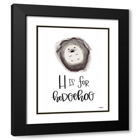 H is for Hedgehog    Black Modern Wood Framed Art Print with Double Matting by Imperfect Dust