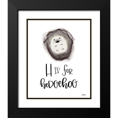 H is for Hedgehog    Black Modern Wood Framed Art Print with Double Matting by Imperfect Dust