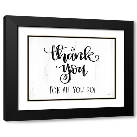 Thank You Black Modern Wood Framed Art Print with Double Matting by Imperfect Dust