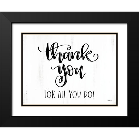 Thank You Black Modern Wood Framed Art Print with Double Matting by Imperfect Dust