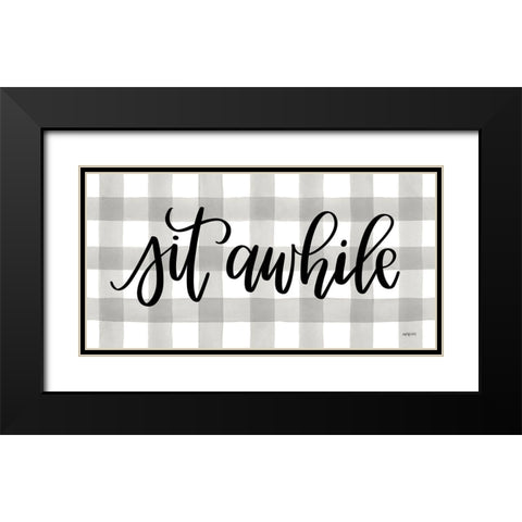 Sit Awhile Black Modern Wood Framed Art Print with Double Matting by Imperfect Dust