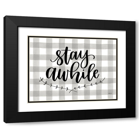 Stay Awhile Black Modern Wood Framed Art Print with Double Matting by Imperfect Dust