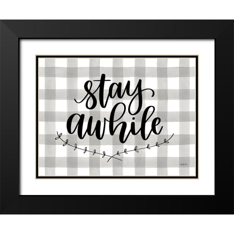 Stay Awhile Black Modern Wood Framed Art Print with Double Matting by Imperfect Dust