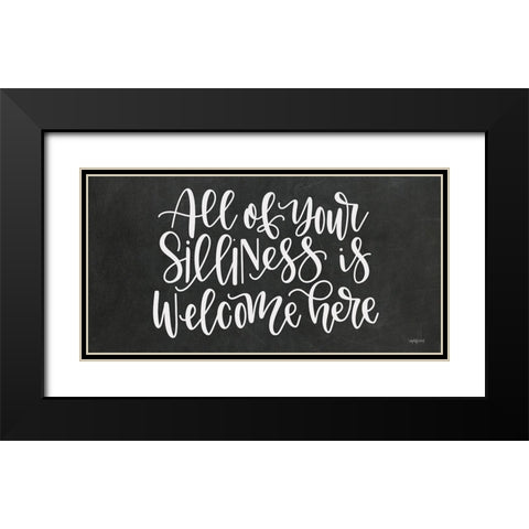 Silliness Welcome Here Black Modern Wood Framed Art Print with Double Matting by Imperfect Dust