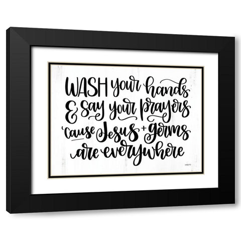 Jesus and Germs Are Everywhere Black Modern Wood Framed Art Print with Double Matting by Imperfect Dust