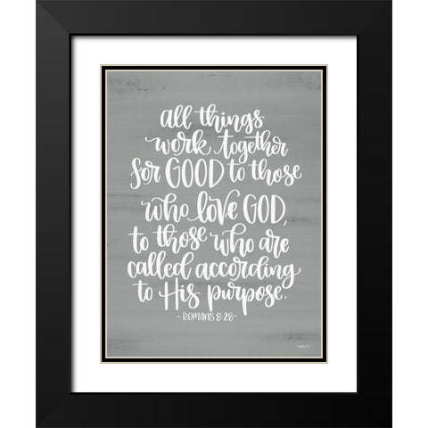 Romans 8:28 Black Modern Wood Framed Art Print with Double Matting by Imperfect Dust