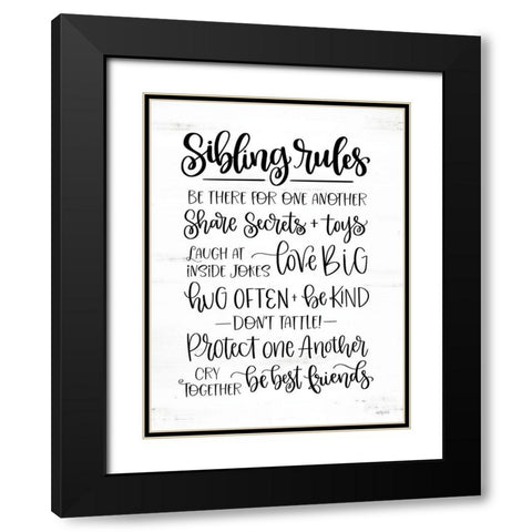 Sibling Rules Black Modern Wood Framed Art Print with Double Matting by Imperfect Dust