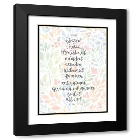 You Are Blessed Black Modern Wood Framed Art Print with Double Matting by Imperfect Dust