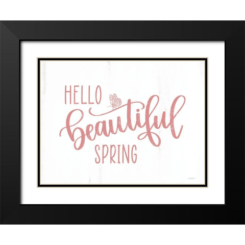 Hello Beautiful Spring (butterfly) Black Modern Wood Framed Art Print with Double Matting by Imperfect Dust