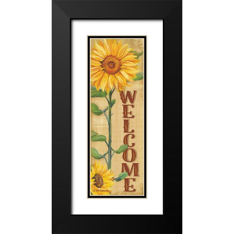 Welcome Sunflower Black Modern Wood Framed Art Print with Double Matting by Wargo, Ed