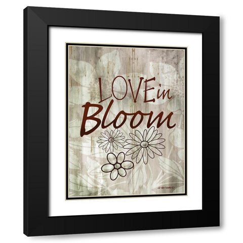 Love Blooms Here Black Modern Wood Framed Art Print with Double Matting by Wargo, Ed