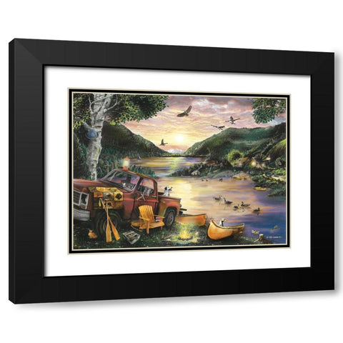 Lakefront Camping I Black Modern Wood Framed Art Print with Double Matting by Wargo, Ed