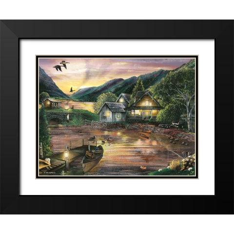 Lakefront Camping II Black Modern Wood Framed Art Print with Double Matting by Wargo, Ed