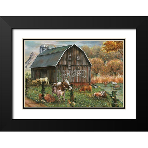 Feed and Seed Farm Black Modern Wood Framed Art Print with Double Matting by Wargo, Ed