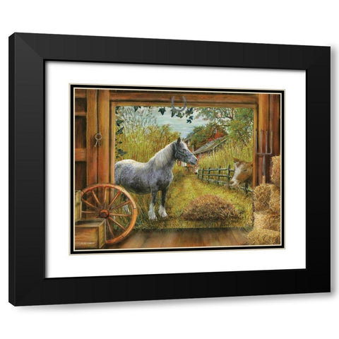 Barn View I Black Modern Wood Framed Art Print with Double Matting by Wargo, Ed