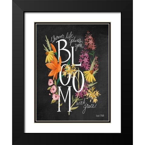 Bloom with Grace Black Modern Wood Framed Art Print with Double Matting by House Fenway