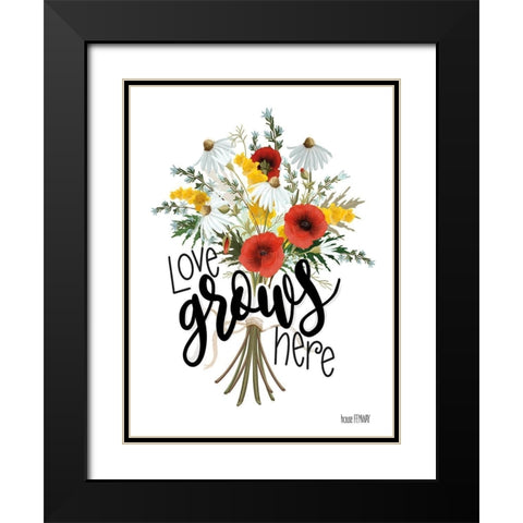 Love Grows Here Black Modern Wood Framed Art Print with Double Matting by House Fenway