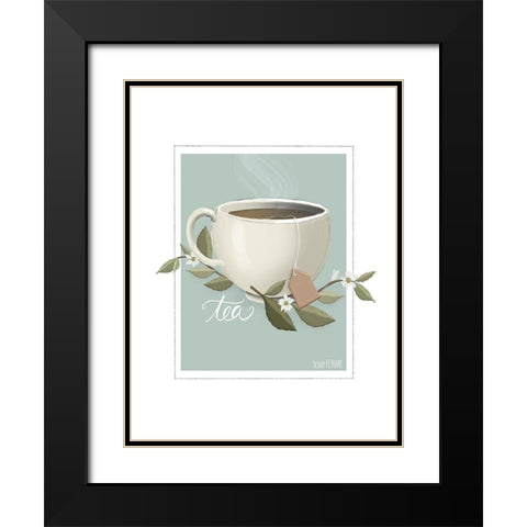 Botanical Tea Black Modern Wood Framed Art Print with Double Matting by House Fenway