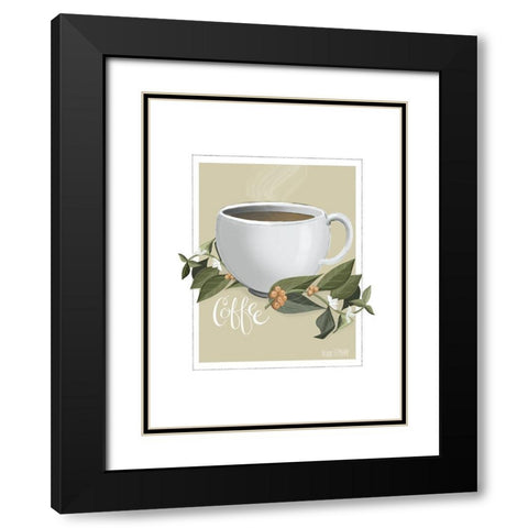 Botanical Coffee Black Modern Wood Framed Art Print with Double Matting by House Fenway