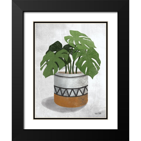 Monstera Plant Black Modern Wood Framed Art Print with Double Matting by House Fenway