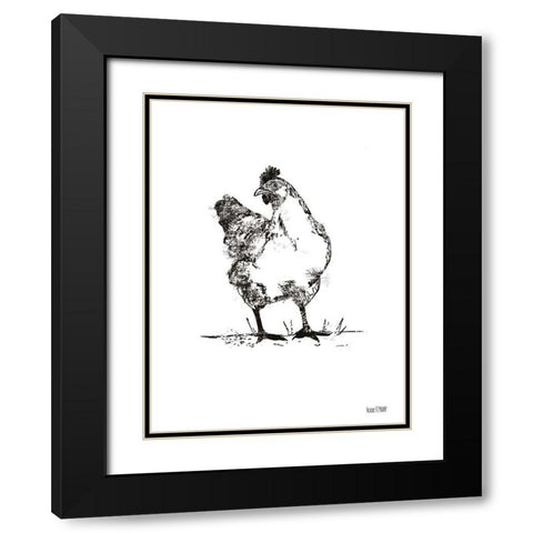 Farmhouse Chicken Black Modern Wood Framed Art Print with Double Matting by House Fenway