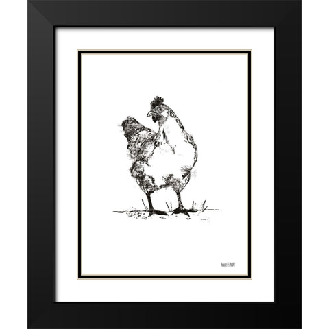 Farmhouse Chicken Black Modern Wood Framed Art Print with Double Matting by House Fenway