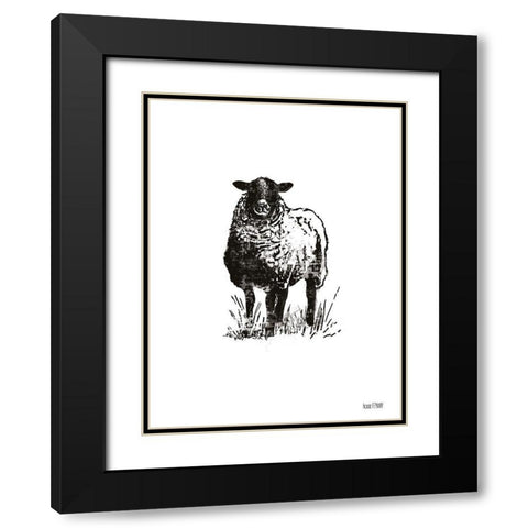 Farmhouse Sheep Black Modern Wood Framed Art Print with Double Matting by House Fenway