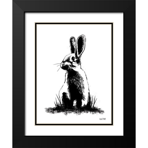 Farmhouse Rabbit Black Modern Wood Framed Art Print with Double Matting by House Fenway