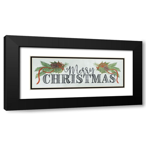 Merry Christmas Black Modern Wood Framed Art Print with Double Matting by House Fenway