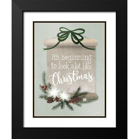 A Lot Like Christmas Scroll Black Modern Wood Framed Art Print with Double Matting by House Fenway