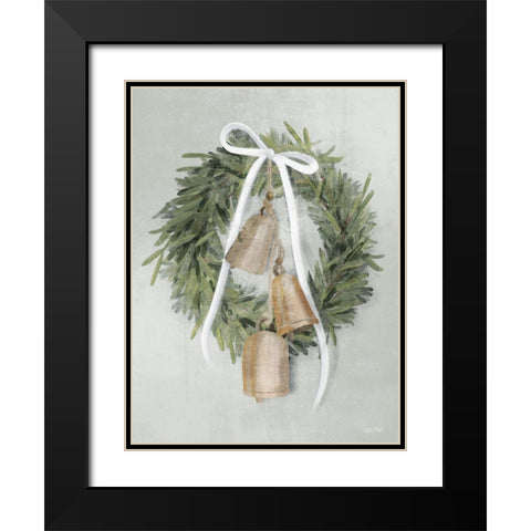 Farmhouse Wreath Black Modern Wood Framed Art Print with Double Matting by House Fenway