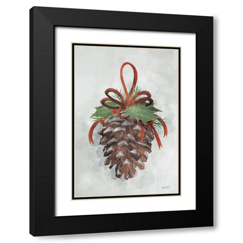 Holly Pinecone Black Modern Wood Framed Art Print with Double Matting by House Fenway