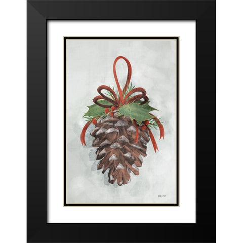 Holly Pinecone Black Modern Wood Framed Art Print with Double Matting by House Fenway